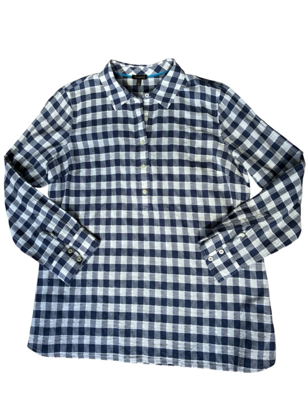 Lightweight pullover blue plaid top Talbots size large